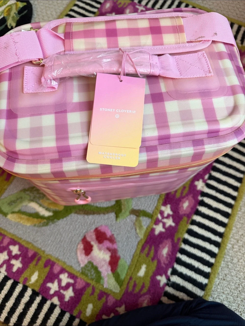 Stoney Clover Lane Pink Gingham Cooler Tote